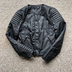 Black vegan/pleather motorcycle jacket